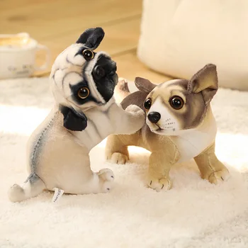 20cm Simulare Câine Jucărie de Pluș Umplute Realiste Pug, Bulldog Beagle Chihuahua, Câine Dalmațian Fete Copii Cadou de Ziua Decor Acasă