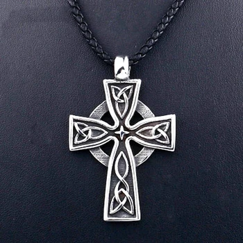Nou Celtic Cruce în Formă de Pendant Colier Barbati Colier Moda de Metal Glisante Pandantiv Viking Bijuterii Cruce Colier Accesorii