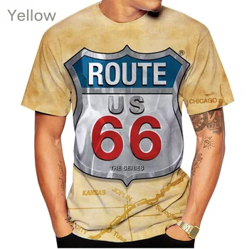 Bărbați 3D Imprimate Tricou de Moda U. s. Route 66 Imprimare Digitală Maneca Scurta Tricou Casual, Gât Rotund cu Maneci Scurte T-Shirt de Sus